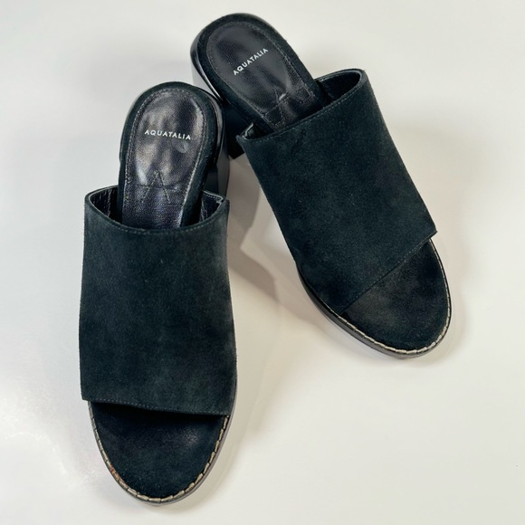 Aquatalia Kayla Mule Slide Black Suede Size 6.5M - Picture 4 of 7